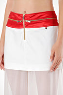 White Zipper detailed chiffon trouser skirt 80387