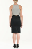 Navy Blue Slim fit  pocket  skirt  80390