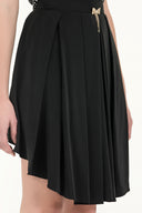Black Pleated silk skirt 80401