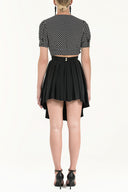 Black Pleated silk skirt 80401