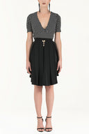 Black Pleated silk skirt 80401