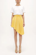 Yellow Pleated silk skirt 80401
