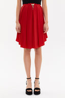 Red Pleated silk skirt 80401