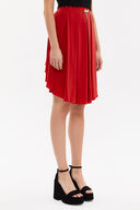 Red Pleated silk skirt 80401