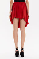 Red Pleated silk skirt 80401