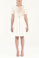 Ecru Pleated silk skirt 80401