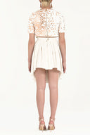 Ecru Pleated silk skirt 80401