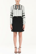 Black Pocket  cotton  skirt  80406