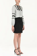 Black Pocket  cotton  skirt  80406