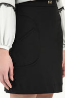 Black Pocket  cotton  skirt  80406