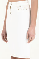 White Contrast-stitch cotton skirt 80407