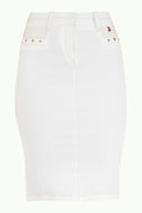 White Contrast-stitch cotton skirt 80407