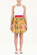 Yellow Printed silk skirt 80408