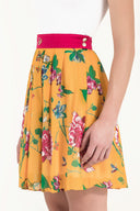 Yellow Printed silk skirt 80408