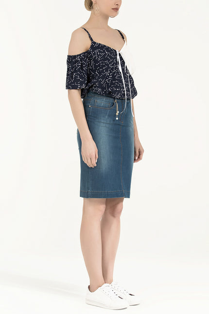 Dar Kesim Denim Etek 80410