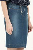 Navy Blue Slim fit denim skirt 80410