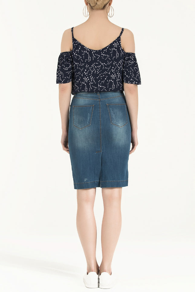 Dar Kesim Denim Etek 80410