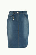 Navy Blue Slim fit denim skirt 80410