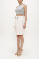 Ecru Pleated wide cut skirt 80414