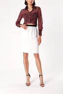 White Slim-fit skirt with elastic waist 80415