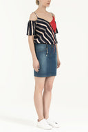 Navy Blue Slim fit denim skirt 80417