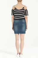 Navy Blue Slim fit denim skirt 80417