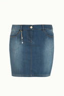 Navy Blue Slim fit denim skirt 80417