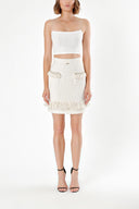 Ecru FRINGE DETAILED WOOL SKIRT 80471