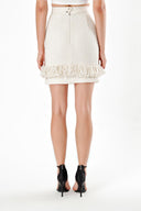 Ecru FRINGE DETAILED WOOL SKIRT 80471