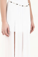 White accessory  detailed  chiffon skirt 80495