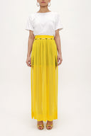 Yellow accessory  detailed  chiffon skirt 80495