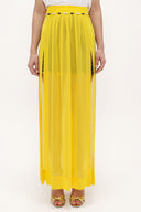 Yellow accessory  detailed  chiffon skirt 80495