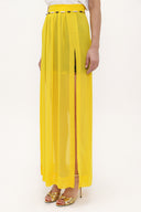 Yellow accessory  detailed  chiffon skirt 80495
