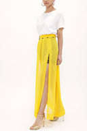Yellow accessory  detailed  chiffon skirt 80495