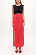 Red accessory  detailed  chiffon skirt 80495
