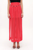 Red accessory  detailed  chiffon skirt 80495