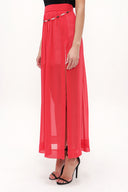 Red accessory  detailed  chiffon skirt 80495