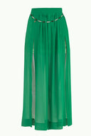 Green accessory  detailed  chiffon skirt 80495