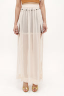 Salmon accessory  detailed  chiffon skirt 80495