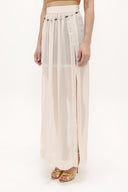 Salmon accessory  detailed  chiffon skirt 80495