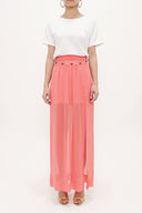 Coral accessory  detailed  chiffon skirt 80495