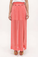 Coral accessory  detailed  chiffon skirt 80495
