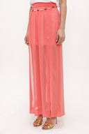 Coral accessory  detailed  chiffon skirt 80495