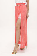 Coral accessory  detailed  chiffon skirt 80495
