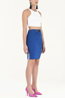 Navy Blue Slim fit cotton skirt 80498