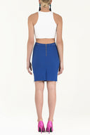 Navy Blue Slim fit cotton skirt 80498