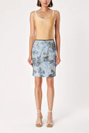 Blue Jacquard pencil skirt 80502