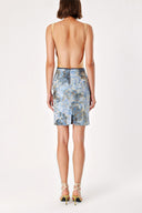 Blue Jacquard pencil skirt 80502