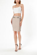 Beige Belted pencil skirt 80507