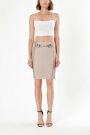 Beige Belted pencil skirt 80507